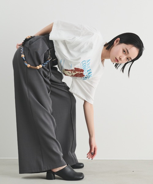 MERLOT（メルロー）の「相良刺繍＆ロゴプリント BIG T（Tシャツ/カットソー・レディース・ホワイト/ネイビー/グレー・FREE）」の6枚目の写真