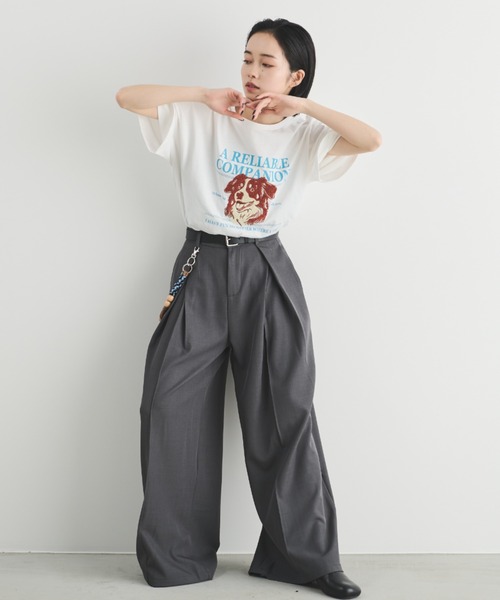 MERLOT（メルロー）の「相良刺繍＆ロゴプリント BIG T（Tシャツ/カットソー・レディース・ホワイト/ネイビー/グレー・FREE）」の8枚目の写真