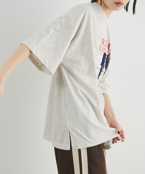 MERLOT（メルロー）の「相良刺繍＆ロゴプリント BIG T（Tシャツ/カットソー・レディース・ホワイト/ネイビー/グレー・FREE）」の21枚目の写真