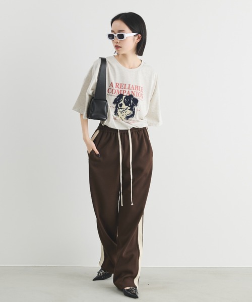 MERLOT（メルロー）の「相良刺繍＆ロゴプリント BIG T（Tシャツ/カットソー・レディース・ホワイト/ネイビー/グレー・FREE）」の11枚目の写真