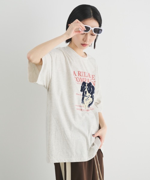 MERLOT（メルロー）の「相良刺繍＆ロゴプリント BIG T（Tシャツ/カットソー・レディース・ホワイト/ネイビー/グレー・FREE）」の19枚目の写真