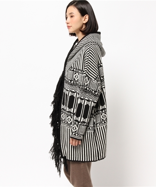 koe（コエ）の「ノマド柄ニットコート（その他アウター・レディース・ブラック・FREE）」の3枚目の写真
