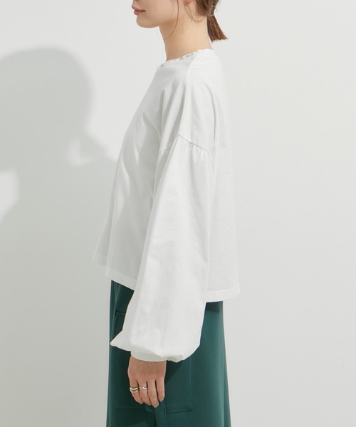 le cercle ADAM ET ROPE'(ルセルクルアダムエロペ)の「ビジューピグメントTシャツ(Tシャツ/カットソー・レディース・ブラック系その他/オフホワイト/ライトグリーン・FREE)」の13枚目の写真