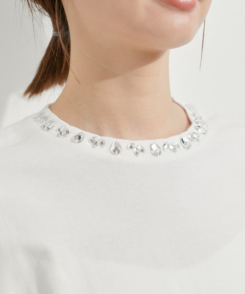 le cercle ADAM ET ROPE'(ルセルクルアダムエロペ)の「ビジューピグメントTシャツ(Tシャツ/カットソー・レディース・ブラック系その他/オフホワイト/ライトグリーン・FREE)」の16枚目の写真