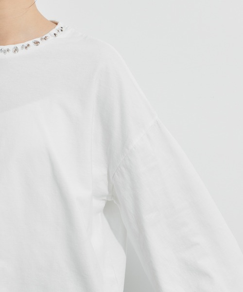 le cercle ADAM ET ROPE'(ルセルクルアダムエロペ)の「ビジューピグメントTシャツ(Tシャツ/カットソー・レディース・ブラック系その他/オフホワイト/ライトグリーン・FREE)」の17枚目の写真