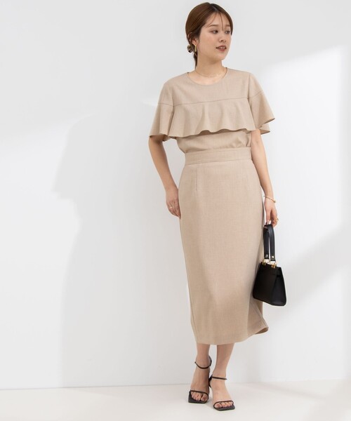 NOLLEY’S（ノーリーズ）の「《セットアップ対応》ウォッシャブル麻調タイトミディスカート（スカート・レディース・ネイビー/ベージュ/オフホワイト・36/38）」の5枚目の写真