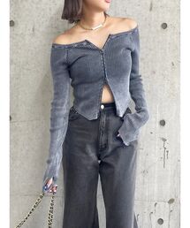 EVRIS | ピグメントジップオフショルニットトップス(ニット/セーター)