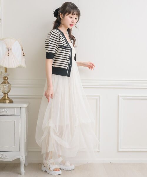 ems excite（エムズエキサイト）の「チュールベアOP（ワンピース・レディース・ナチュラル/ブルー/ライトベージュ/ブラック・FREE）」の6枚目の写真