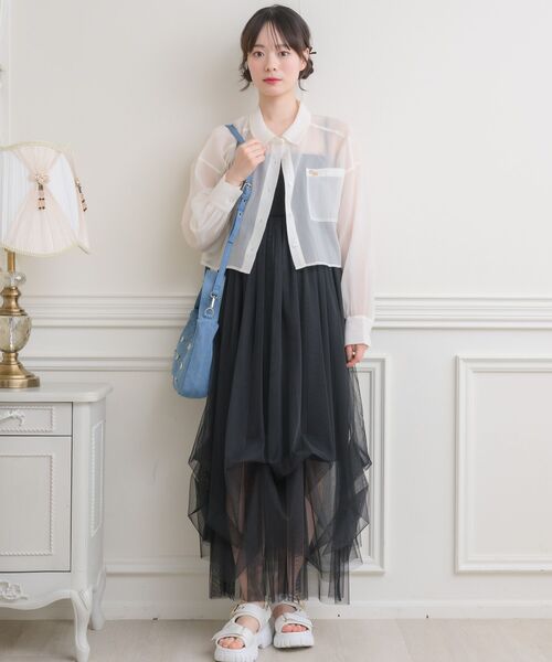 ems excite（エムズエキサイト）の「チュールベアOP（ワンピース・レディース・ナチュラル/ブルー/ライトベージュ/ブラック・FREE）」の13枚目の写真