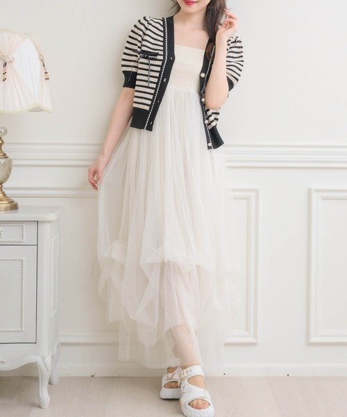 ems excite（エムズエキサイト）の「チュールベアOP（ワンピース・レディース・ナチュラル/ブルー/ライトベージュ/ブラック・FREE）」の3枚目の写真