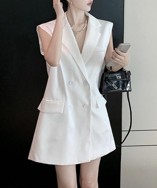 gossip!ロサンゼルス(ゴシップロサンゼルス)の「バック オープンリボンミドル丈ニワンピース(ワンピース・レディース・ブラック/オフホワイト・FREE)」の10枚目の写真