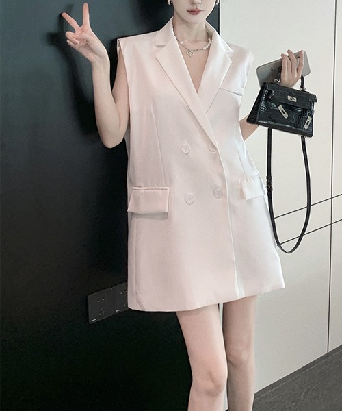 gossip!ロサンゼルス(ゴシップロサンゼルス)の「バック オープンリボンミドル丈ニワンピース(ワンピース・レディース・ブラック/オフホワイト・FREE)」の12枚目の写真