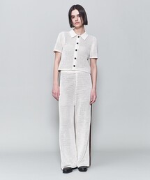 美品＜6(ROKU)＞メッシュ ライン ニット パンツ 6(ROKU)＞メッシュ ライン ニット パンツ