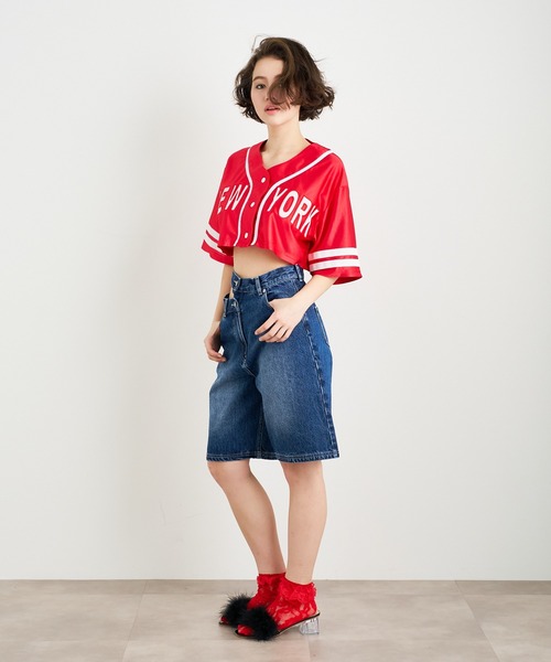 【セール】ANNA SUI NYC ウエストスラッシュ ハーフデニムパンツ（デニムパンツ）｜ANNA SUI NYC（アナ スイ エヌ ワイ シー）