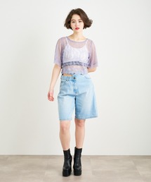 ANNA SUI NYC | ANNA SUI NYC ウエストスラッシュ ハーフデニムパンツ(デニムパンツ)