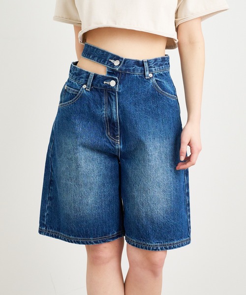 【セール】ANNA SUI NYC ウエストスラッシュ ハーフデニムパンツ（デニムパンツ）｜ANNA SUI NYC（アナ スイ エヌ ワイ シー）