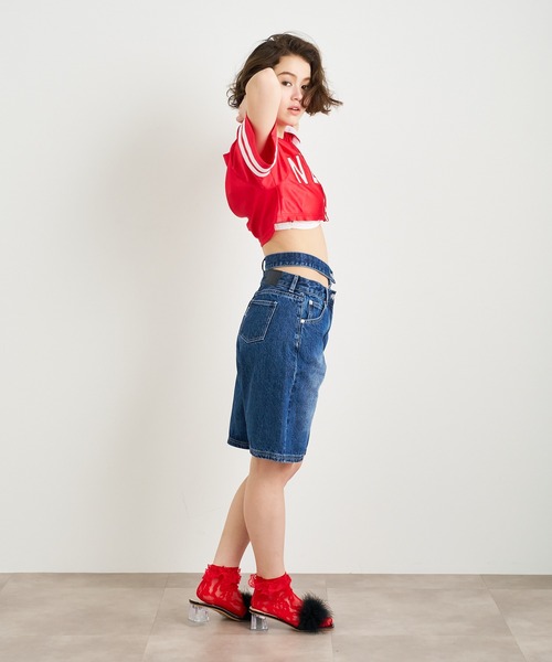 【セール】ANNA SUI NYC ウエストスラッシュ ハーフデニムパンツ（デニムパンツ）｜ANNA SUI NYC（アナ スイ エヌ ワイ シー）