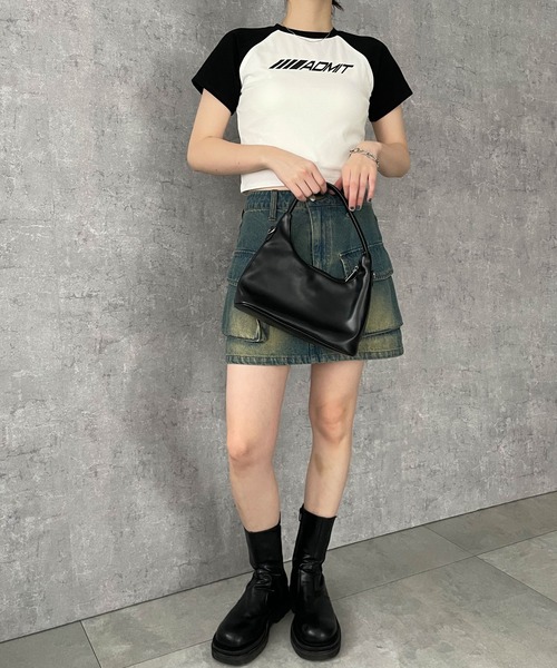 dispark（ディスパーク）の「DISPARK/パイピングラグランT（Tシャツ/カットソー・レディース・ブラック/ブラウン/ネイビー/ブラック系その他・FREE）」の5枚目の写真