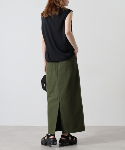atONE（アットワン）の「atONE ノースリーブTシャツ（ポリジン加工）（Tシャツ/カットソー・レディース・カーキ/ブラック/チャコールグレー/ネイビー/ホワイト・L/M/XL）」の7枚目の写真