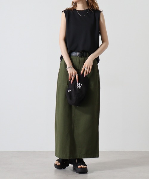 atONE（アットワン）の「atONE ノースリーブTシャツ（ポリジン加工）（Tシャツ/カットソー・レディース・カーキ/ブラック/チャコールグレー/ネイビー/ホワイト・L/M/XL）」の6枚目の写真