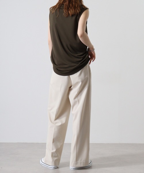 atONE（アットワン）の「atONE ノースリーブTシャツ（ポリジン加工）（Tシャツ/カットソー・レディース・カーキ/ブラック/チャコールグレー/ネイビー/ホワイト・L/M/XL）」の17枚目の写真