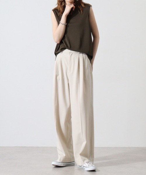 atONE（アットワン）の「atONE ノースリーブTシャツ（ポリジン加工）（Tシャツ/カットソー・レディース・カーキ/ブラック/チャコールグレー/ネイビー/ホワイト・L/M/XL）」の16枚目の写真