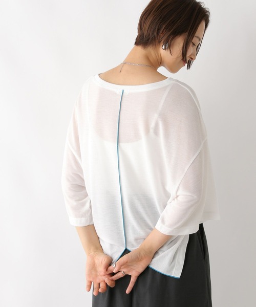 LEPSIM(レプシィム)の「梨地配色ラインチュニック 114442(Tシャツ/カットソー・レディース・ブルー/ブラック/オフホワイト・FREE)」の2枚目の写真