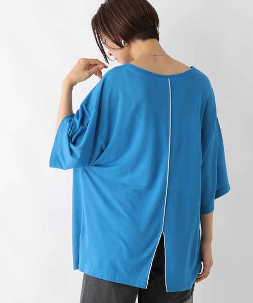 LEPSIM(レプシィム)の「梨地配色ラインチュニック 114442(Tシャツ/カットソー・レディース・ブルー/ブラック/オフホワイト・FREE)」の3枚目の写真
