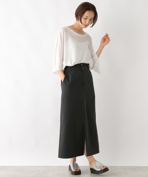 LEPSIM(レプシィム)の「梨地配色ラインチュニック 114442(Tシャツ/カットソー・レディース・ブルー/ブラック/オフホワイト・FREE)」の7枚目の写真