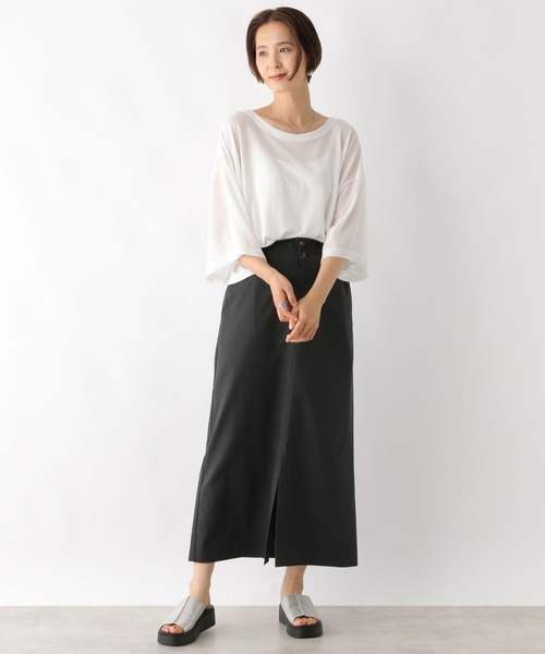 LEPSIM(レプシィム)の「梨地配色ラインチュニック 114442(Tシャツ/カットソー・レディース・ブルー/ブラック/オフホワイト・FREE)」の6枚目の写真