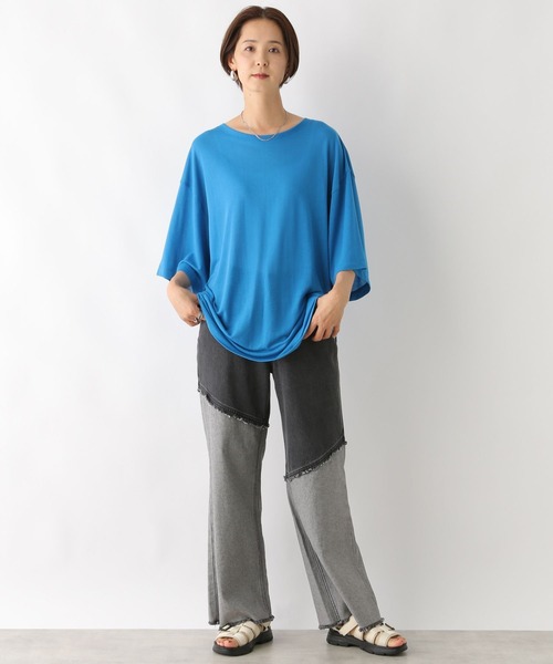 LEPSIM(レプシィム)の「梨地配色ラインチュニック 114442(Tシャツ/カットソー・レディース・ブルー/ブラック/オフホワイト・FREE)」の22枚目の写真