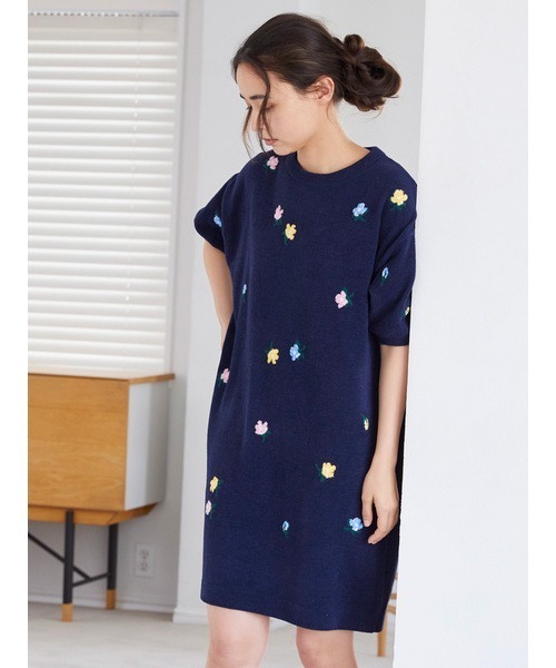 【セール】エアモコ小花ジャガードワンピース（ルームワンピース）｜gelato pique（ジェラートピケ）