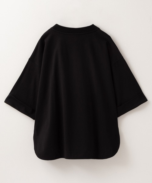 Dickies(ディッキーズ)の「Dickies ディッキーズ ワンポイント刺繍ロールアップTシャツ(Tシャツ/カットソー・レディース・アイボリー/ブラック/オレンジ/グリーン・フリー)」の5枚目の写真