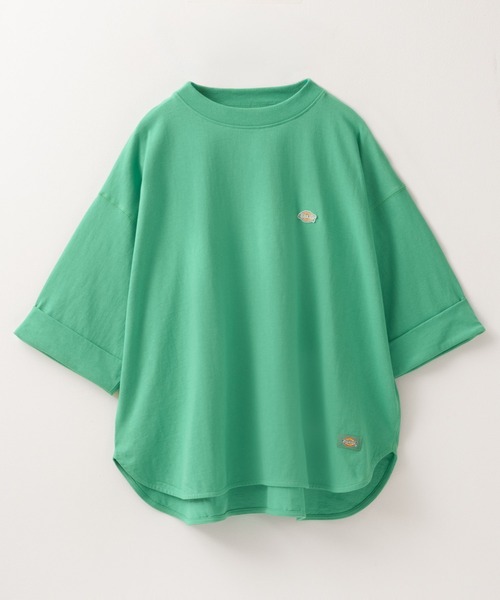 Dickies(ディッキーズ)の「Dickies ディッキーズ ワンポイント刺繍ロールアップTシャツ(Tシャツ/カットソー・レディース・アイボリー/ブラック/オレンジ/グリーン・フリー)」の6枚目の写真