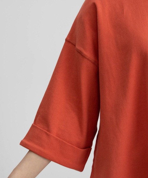 Dickies(ディッキーズ)の「Dickies ディッキーズ ワンポイント刺繍ロールアップTシャツ(Tシャツ/カットソー・レディース・アイボリー/ブラック/オレンジ/グリーン・フリー)」の10枚目の写真
