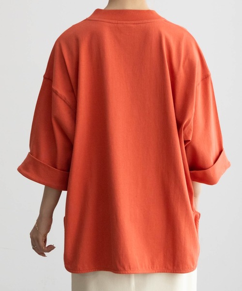Dickies(ディッキーズ)の「Dickies ディッキーズ ワンポイント刺繍ロールアップTシャツ(Tシャツ/カットソー・レディース・アイボリー/ブラック/オレンジ/グリーン・フリー)」の14枚目の写真