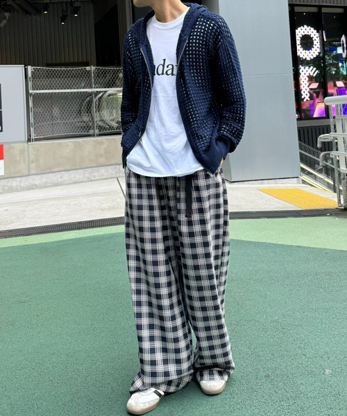 ピュアルセシン　ブラウン ワイドパンツ ベルト付き チノ素材 slattgir チノパン 高身長 接触冷感ライトチノワイドパンツ