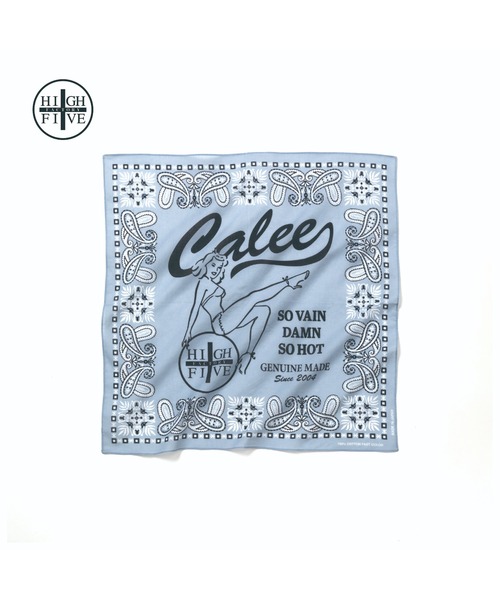 CALEE（キャリー）の「×HIGH FIVE CAL RETRO GIRL BANDANNA（バンダナ/スカーフ・メンズ・ブルー/グレー/サーモンピンク・FREE）」の4枚目の写真