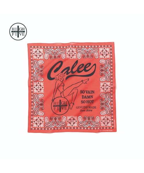 CALEE（キャリー）の「×HIGH FIVE CAL RETRO GIRL BANDANNA（バンダナ/スカーフ・メンズ・ブルー/グレー/サーモンピンク・FREE）」の6枚目の写真