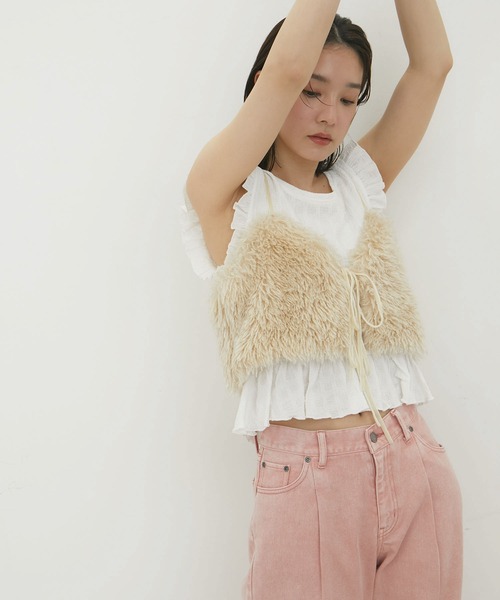 VIS（ビス）の「【洗える】シャーリングフリルトップス（Tシャツ/カットソー・レディース・ホワイト/ブラック/ターコイズブルー・FREE）」の17枚目の写真