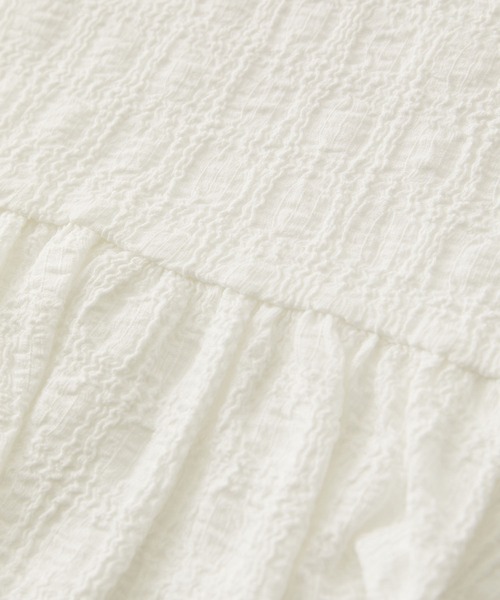 VIS（ビス）の「【洗える】シャーリングフリルトップス（Tシャツ/カットソー・レディース・ホワイト/ブラック/ターコイズブルー・FREE）」の7枚目の写真