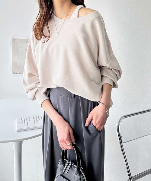 GeeRA（ジーラ）の「着回し自在！柔らか裏毛スウェット（スウェット・レディース・ブラック/アイボリー/杢グレー・MEDIUM/LARGE）」の12枚目の写真