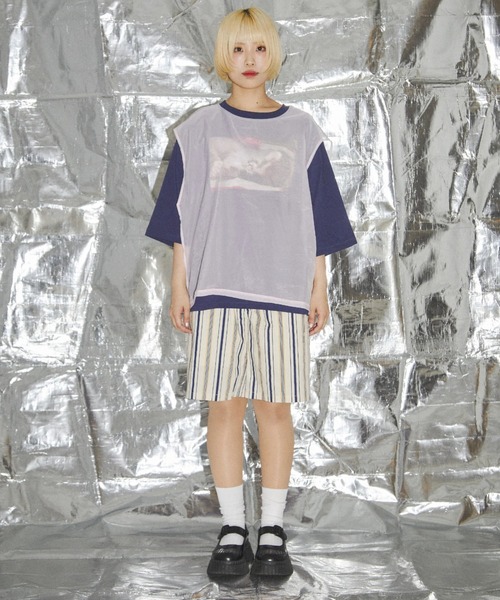 L.H.P（エルエイチピー）の「neuron/ニュウロン/レイヤードかまたくん＆ゴンザレスＴシャツ（Tシャツ/カットソー・レディース・ネイビー/ピンク・F）」の12枚目の写真