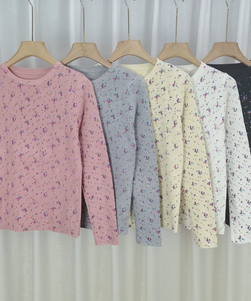 Teem Store(チームストア)の「フラワー柄 プリント ニットセーター(ニット/セーター・レディース・ブラック/アイボリー/グレー/ピンク/ホワイト・F)」の20枚目の写真