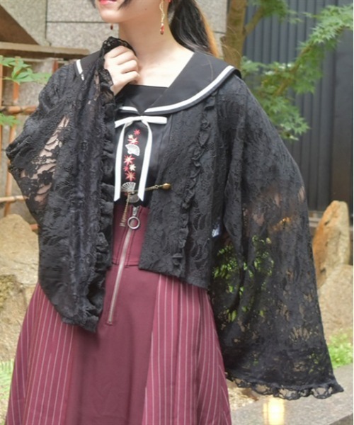 チェーン付総レースボレロ axes femme 黒 axes femme（アクシーズファム）の「チェーン付き総レースボレロ