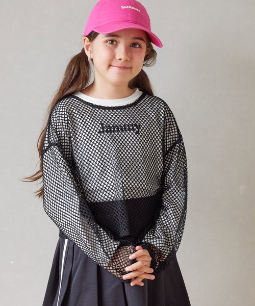 古着 ゲーミングシャツ メッシュトップス セール】キッズ メッシュレイヤードトップス 2枚セット（Tシャツ
