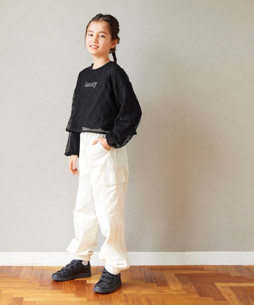 メッシュレイヤードトップ セール】キッズ メッシュレイヤードトップス 2枚セット（Tシャツ
