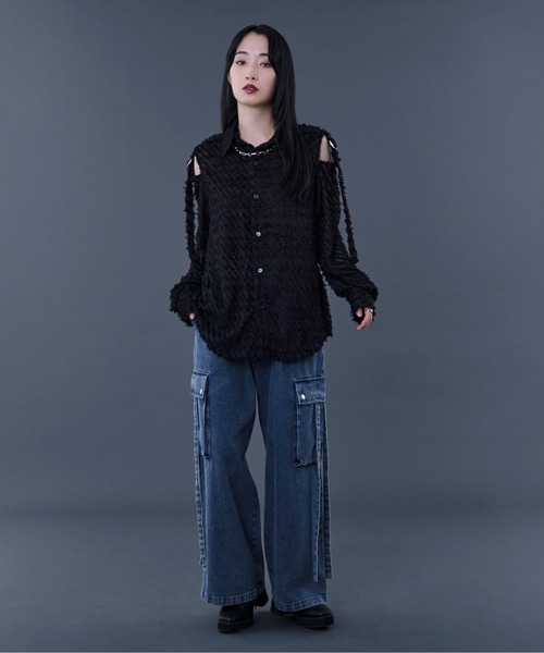 Ellno Loset(エルノロゼット)の「フリンジJQカットアウトシャツ(シャツ/ブラウス・メンズ・ブルー/ブラック・LARGE/MEDIUM/SMALL)」の17枚目の写真