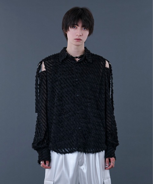 Ellno Loset(エルノロゼット)の「フリンジJQカットアウトシャツ(シャツ/ブラウス・メンズ・ブルー/ブラック・LARGE/MEDIUM/SMALL)」の11枚目の写真
