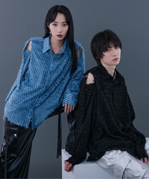 Ellno Loset(エルノロゼット)の「フリンジJQカットアウトシャツ(シャツ/ブラウス・メンズ・ブルー/ブラック・LARGE/MEDIUM/SMALL)」の6枚目の写真